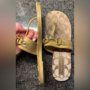Coach Metallic Gold Rikki Sandals with Signature Design 7